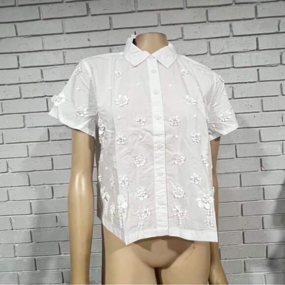 J.Crew Collection Women’s Embellished Classic Button Up - Size 10 - Picture 10 of 11